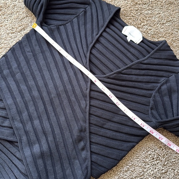 Cinq A Sept Black Titania Ribbed Wrap Front Sweater V Neck Top - Picture 4 of 8